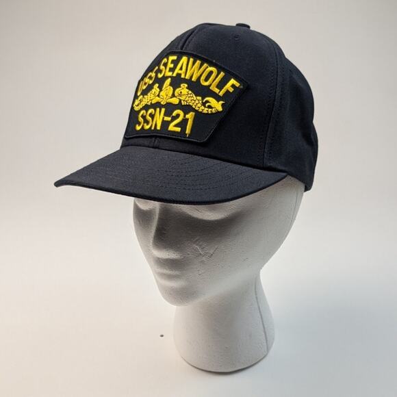 Vintage USS Seawolf SSN-21 Navy Submarine Ship Military Black Snapback Hat - Picture 2 of 3